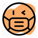 Piscadela De Olho Esquerdo Emoji Com Mascara Facial Emoji Ícone
