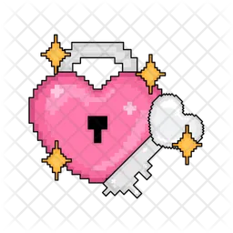 Pixel love lock and key  Icon