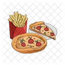 Pizza Papas Fritas Comida Icono