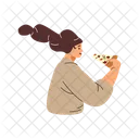 Menina Segurando Pizza Ícone