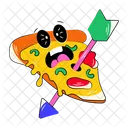 Pizza Slice Pizza Piece Scared Pizza Icon