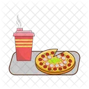 Pizza slice with cup drink  Icône