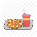Pizza slice with cup drink  Icône