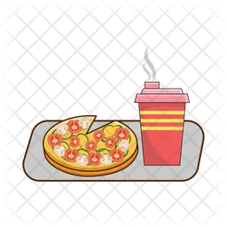 Pizza slice with cup drink  Icon