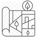 Icone De Linha Fina De Planejamento Urbano Verde Ícone