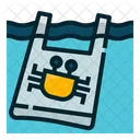 Plastic Bag With Crab  Icon