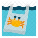 Plastic bag with crab  Icon