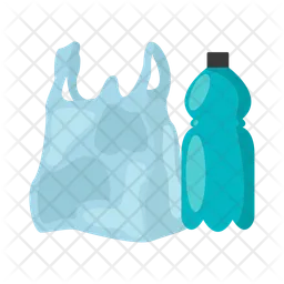 Plastic bag with plastic bottle  Icon