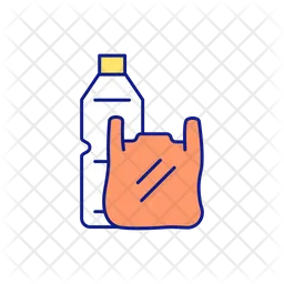 Plastic Bottle And Bag  Icon