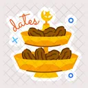 Plato De Datiles Datiles De Ramadan Datiles Dulces Icono