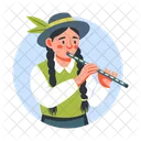 Playing Flute Character Musician Icon