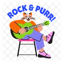 Playing Guitar Musician Cat Character Icon