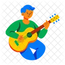 Playing Guitar Musician Instrumentalist Icon