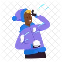 Playing Snowball Snowing Happiness Icon