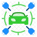 Carro e tomada elétrica  Ícone