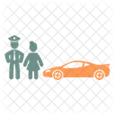 Police And Woman Road Car Icon