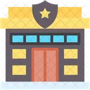 Police Station Building Policemen Icon