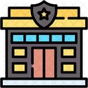 Police Station Building Policemen Icon