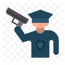 Policeman Holding Gun Law Armed Icon