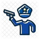 Policeman Holding Gun Law Armed Icon