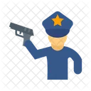 Policeman Holding Gun Law Armed Icon