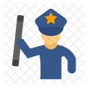 Policeman Holding Stick Law Stick Icon