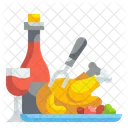 Pollo Asado Pavo Vino Icono