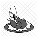 Ilustracion Monocromatica Negra De Pollo Asado Pollo Asado Comida Icono