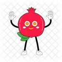 Pomegranate Mascot Fruit Character Illustration Art アイコン