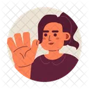 Hello Wave Ponytail Woman Goodbye Happy Icon