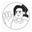 Ponytail caucasian woman saying hi hello  アイコン