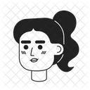 Ponytail young adult woman blushing shy  Icon