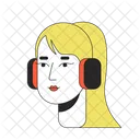 Ponytail young adult woman headphones  아이콘