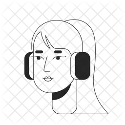 Ponytail young adult woman headphones  Icon