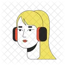 Ponytail young adult woman headphones  アイコン