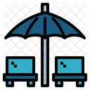 Pool Bed Bed Umbrella Icon