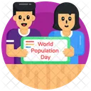 Population Day Population Day Banner Couple Icon