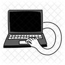 Black Monochrome Laptop Illustration Portable Computer Notebook Icon