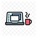 Abierto Portatil Cafe Icono