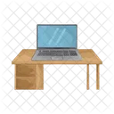 Computadora Portatil Sobre La Mesa Mesa De Computadora Lugar De Trabajo Icon