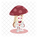 Mascotte De Logo Rouge Champignon En Pose Amoureuse Icône