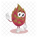 Logo Du Fruit Du Dragon Pose Dadieu De La Mascotte Adorable Icône