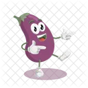 Mascota Del Logotipo De Berenjena En Pose Alta Icono