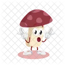 Pose Surpresa Do Mascote Do Logotipo Vermelho Cogumelo Ícone