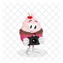 Mascota Del Logotipo De Cupcake Pose De Camara Marketing Icono