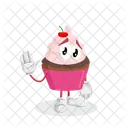Mascota Del Logotipo De Cupcake Pose De Despedida Animada Icono