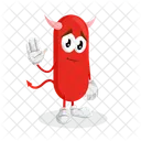 Mascota Del Logotipo Del Diablo Pose De Despedida Caricatura Icono