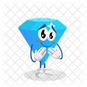 Logotipo De Diamante Mascota Con Pose Avergonzada Caricatura Icono