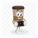 Mascota Del Logotipo De Espresso Con Pose De Camara Icono
