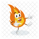 Mascota Del Logotipo De Fuego En Pose Alta Icono